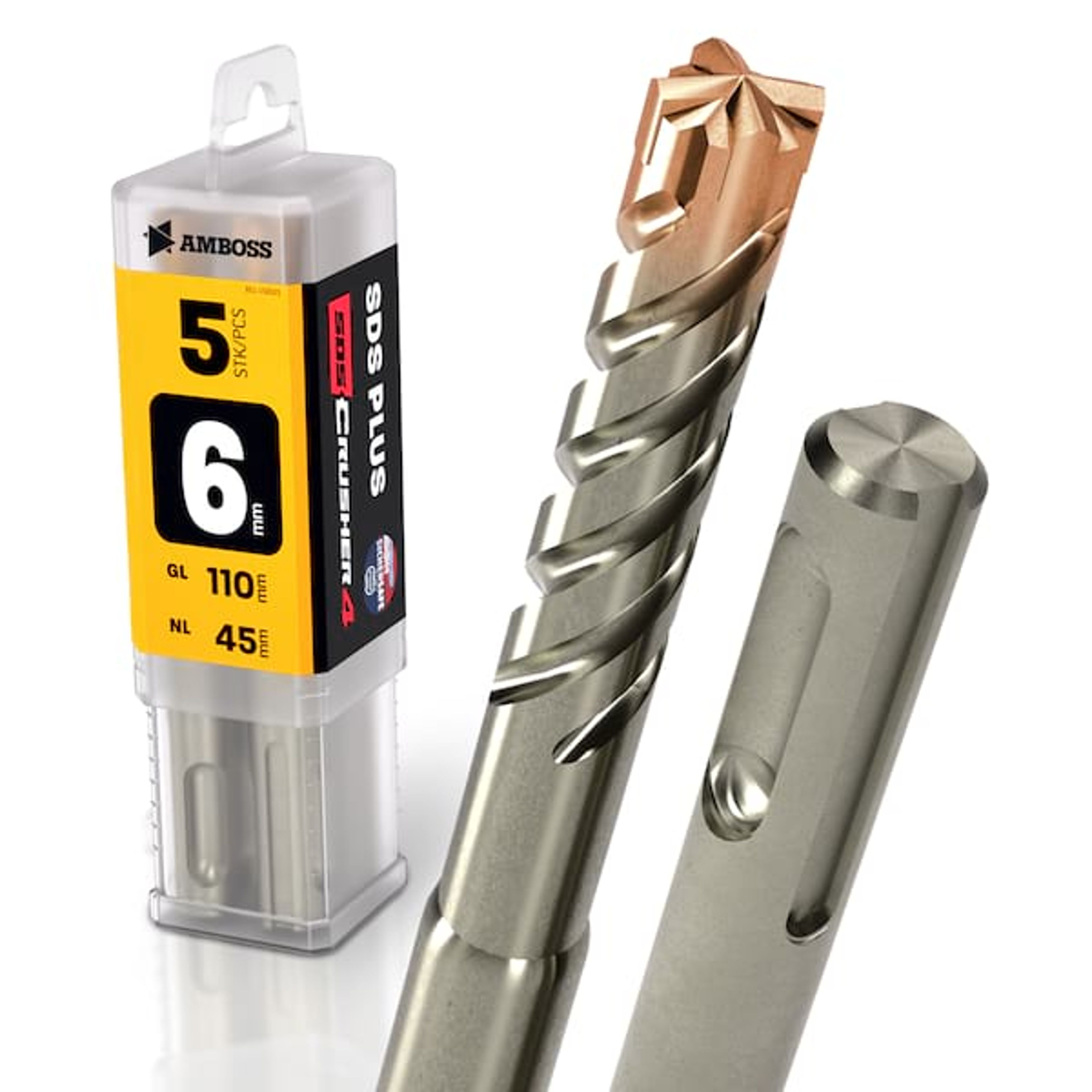 5x Bohrer SDS Plus Schaft - Ø:6 mm - GL: 110 mm