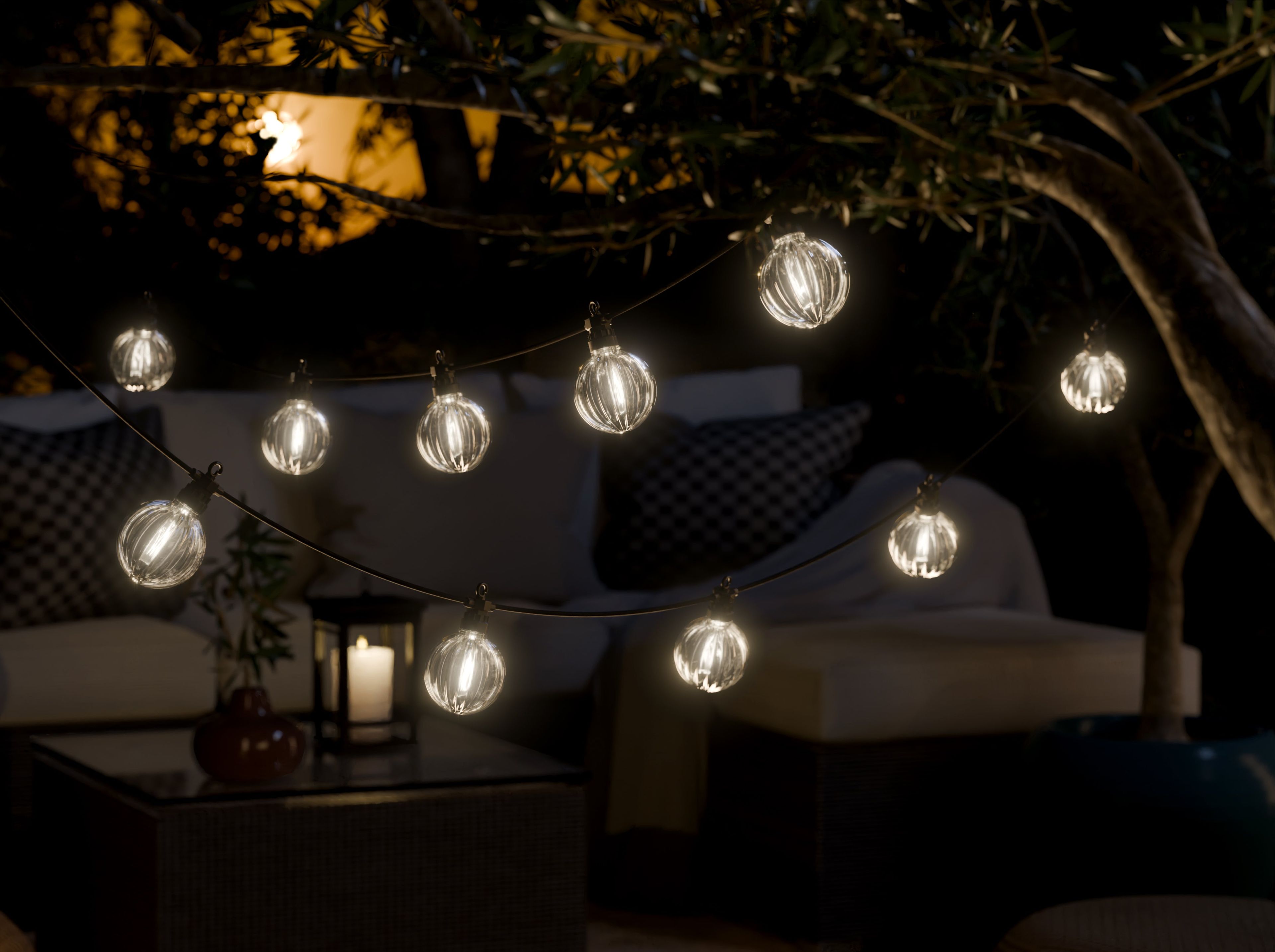 Exklusives gestreiftes Lichterketten-Starterset Ø8