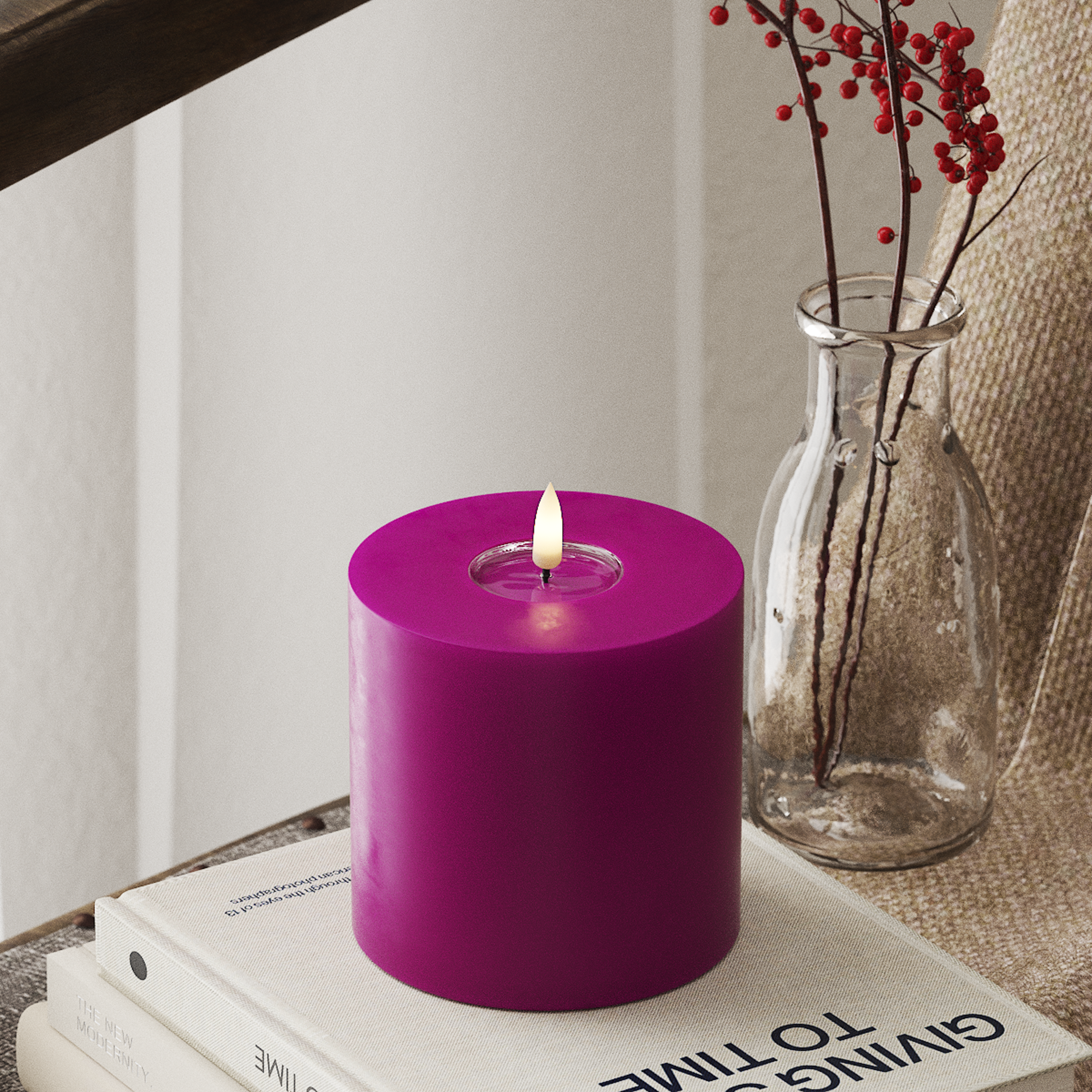 LED-Blockkerzen Ø 10 x 10 cm Violett