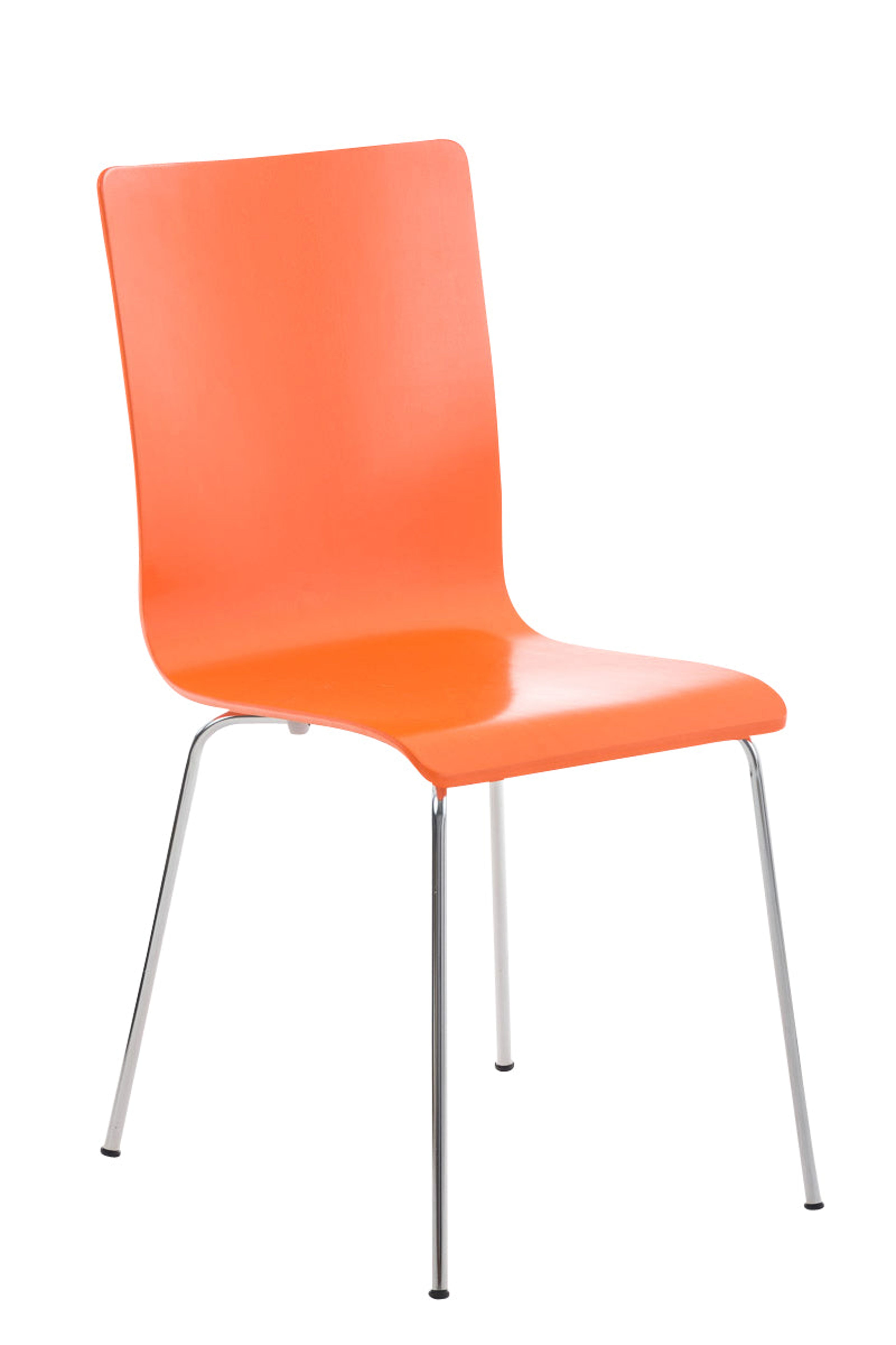 TPFLiving Besucherstuhl Peppo mit Holzsitz - Orange