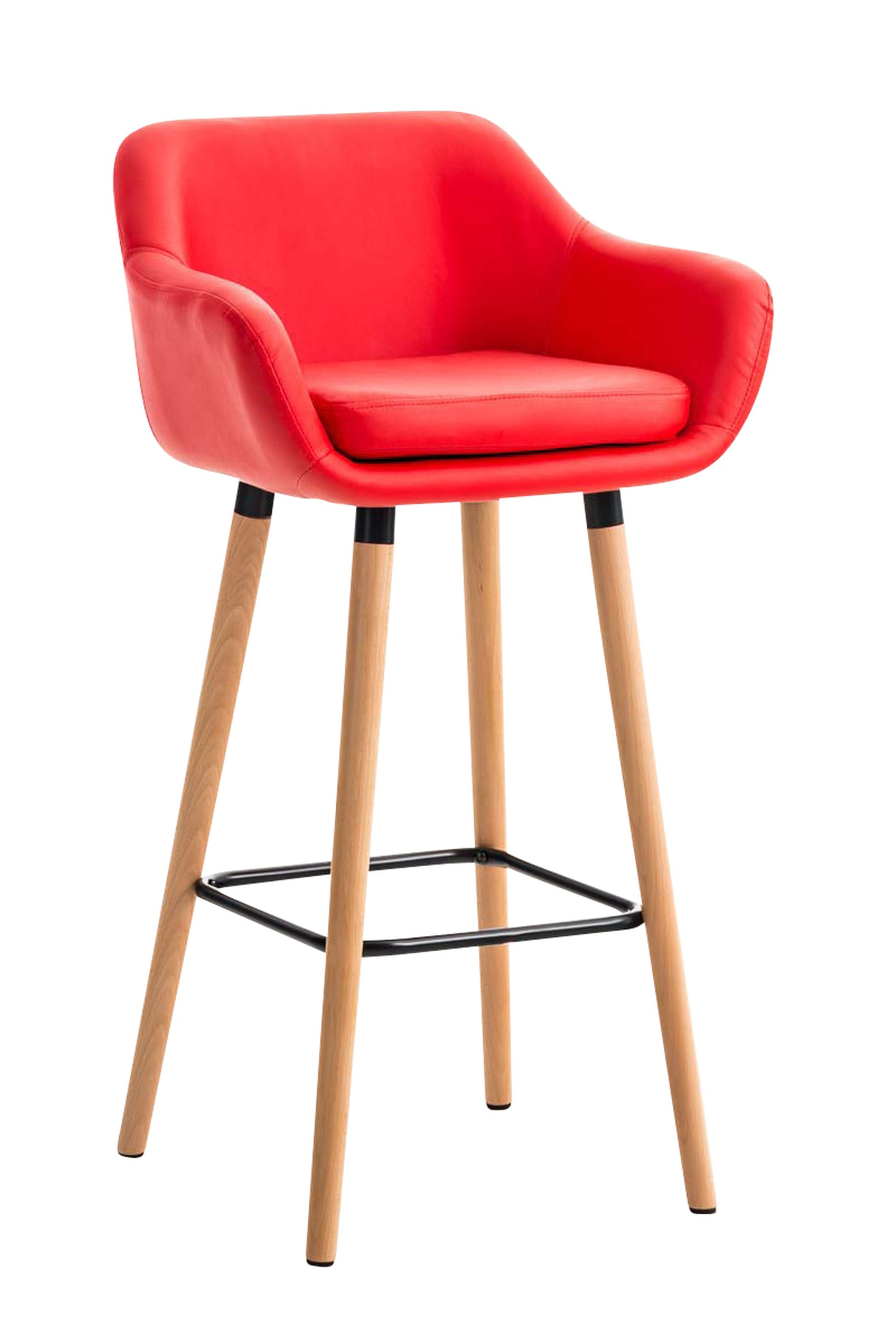 TPFLiving Barhocker Grande Gestell Holz Kunstleder - Rot