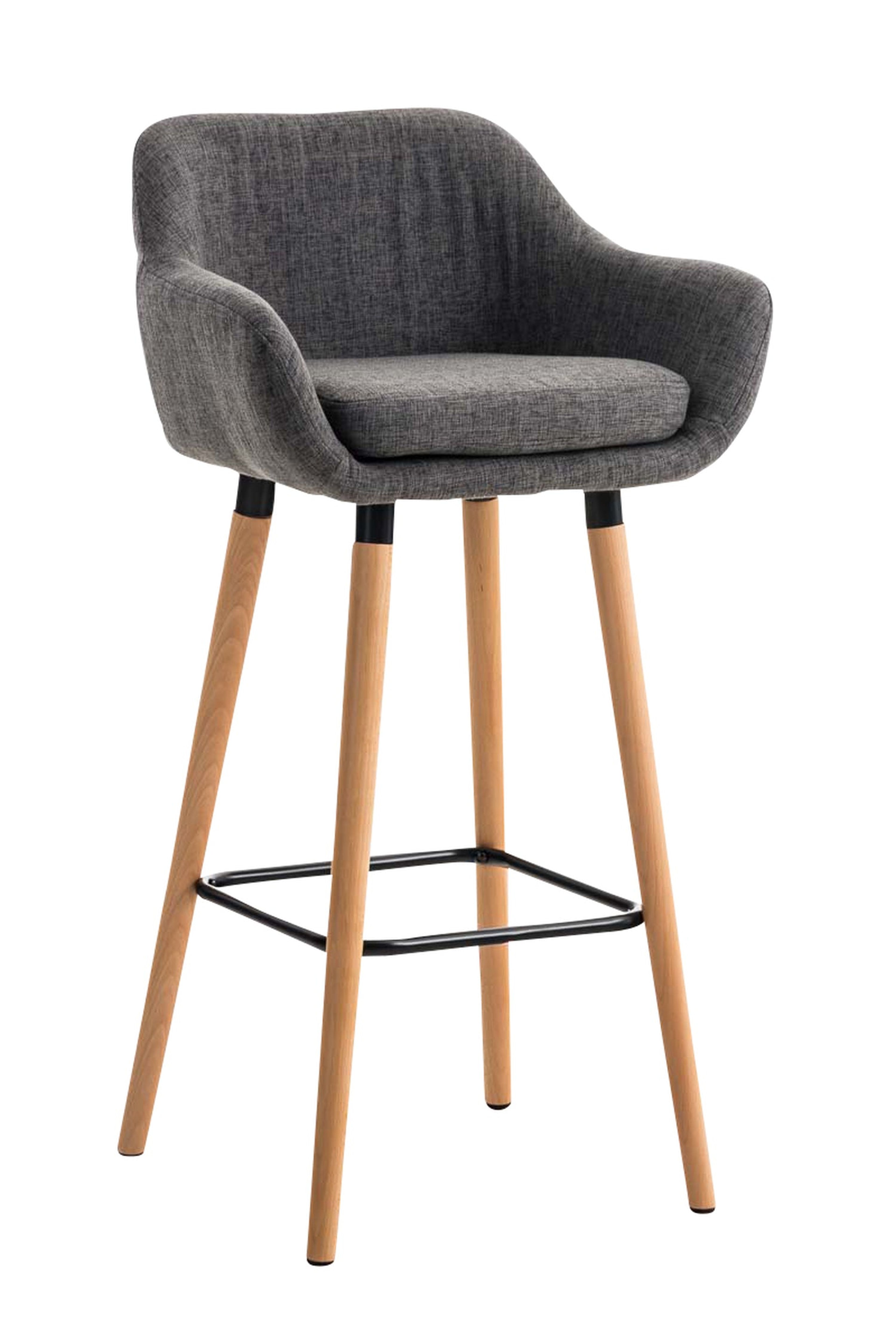 TPFLiving Barhocker Grande Gestell Holz Stoff - Hellgrau