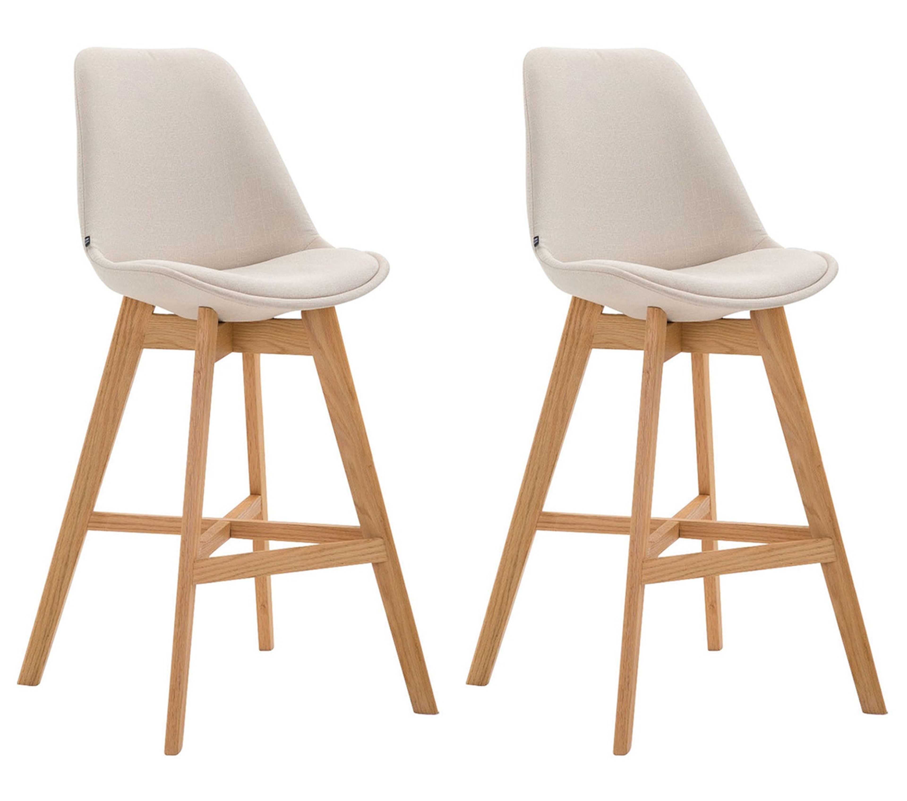TPFLiving 2er Set Barhocker Canada Gestell natura Stoff - Creme
