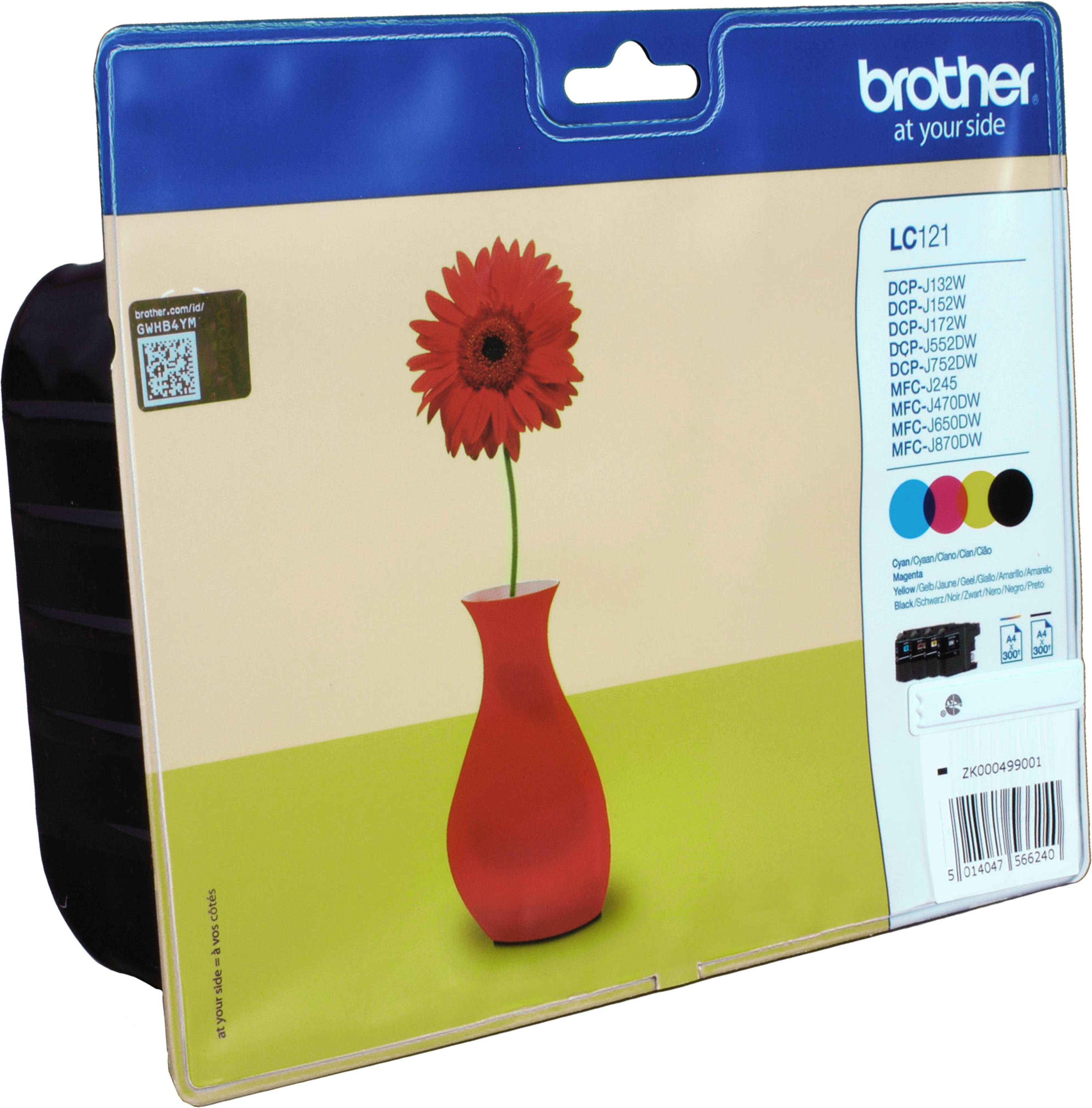 4 Brother Tinten LC-121VALBPDR Multipack KCMY
