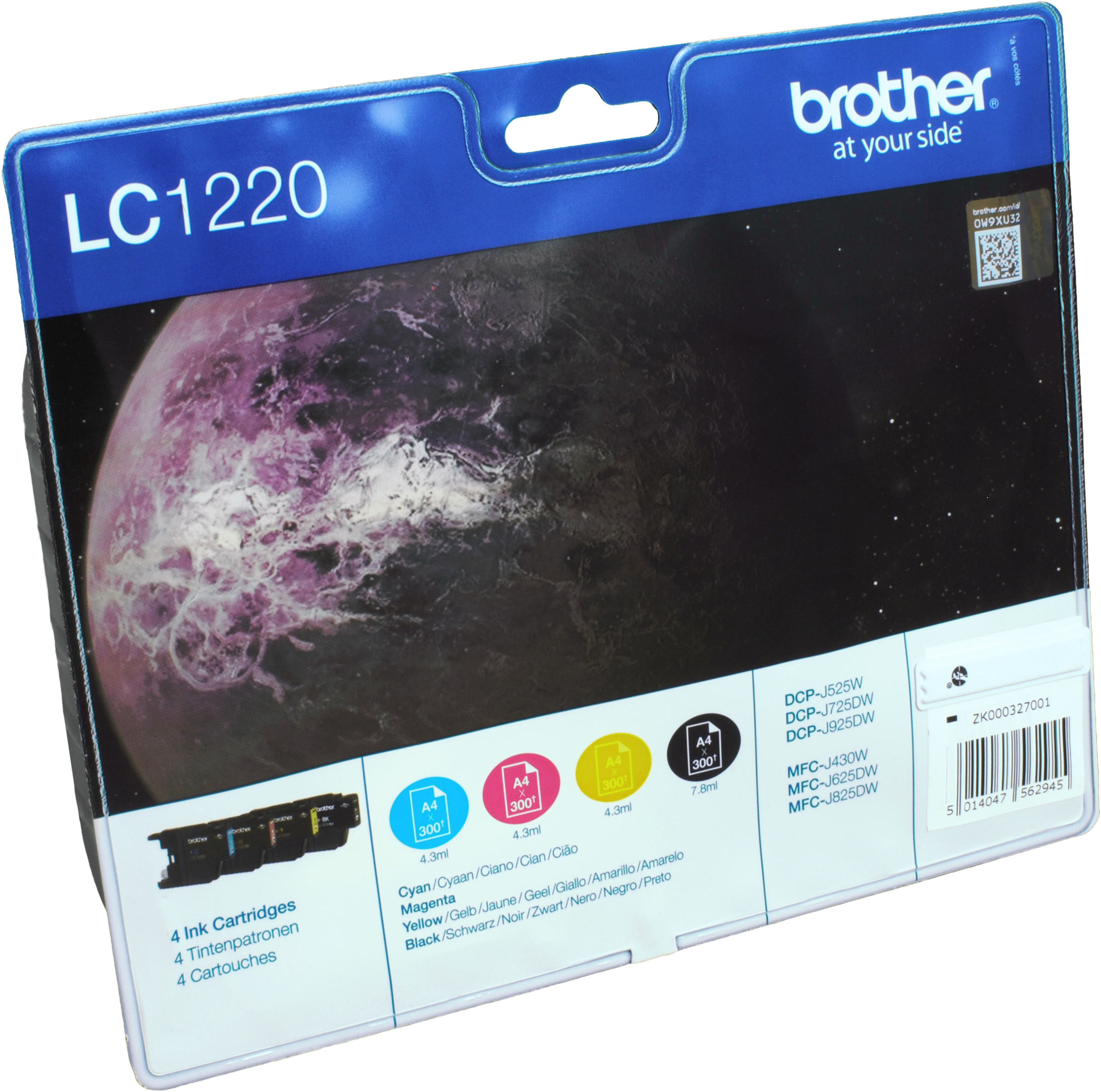 4 Brother Tinten LC-1220VALBPDR Multipack KCMY