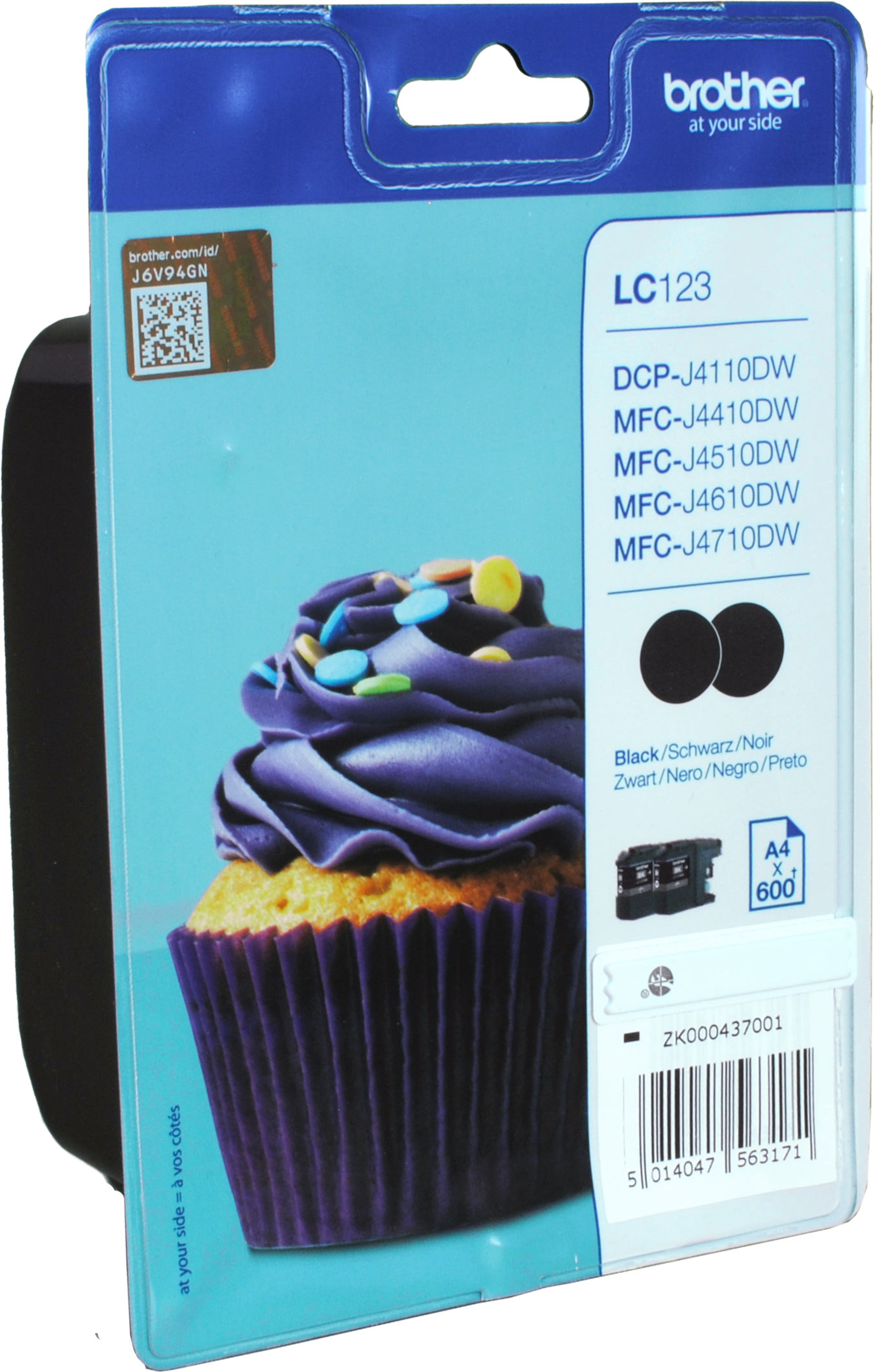 2 Brother Tinten LC-123BKBP2DR Doppelpack schwarz