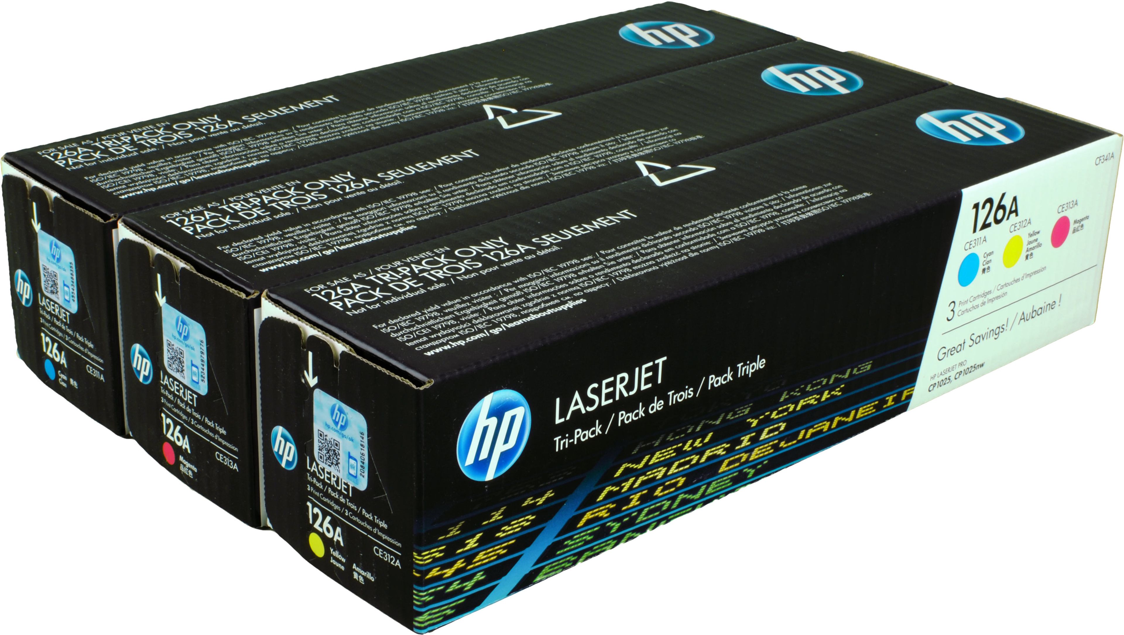 3 HP Toner CF341A 126A Multipack CMY