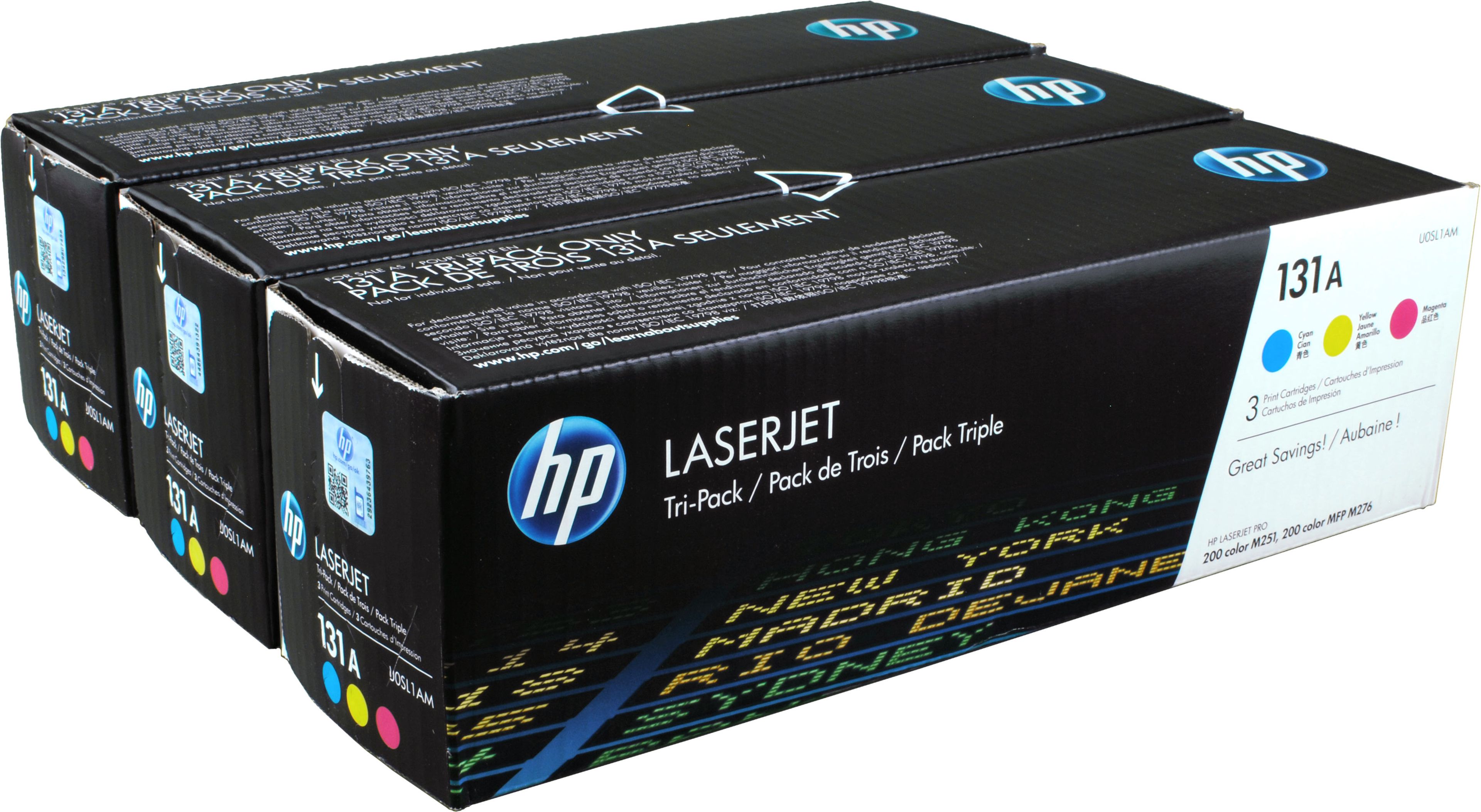 3 HP Toner U0SL1AM 131A Multipack CMY