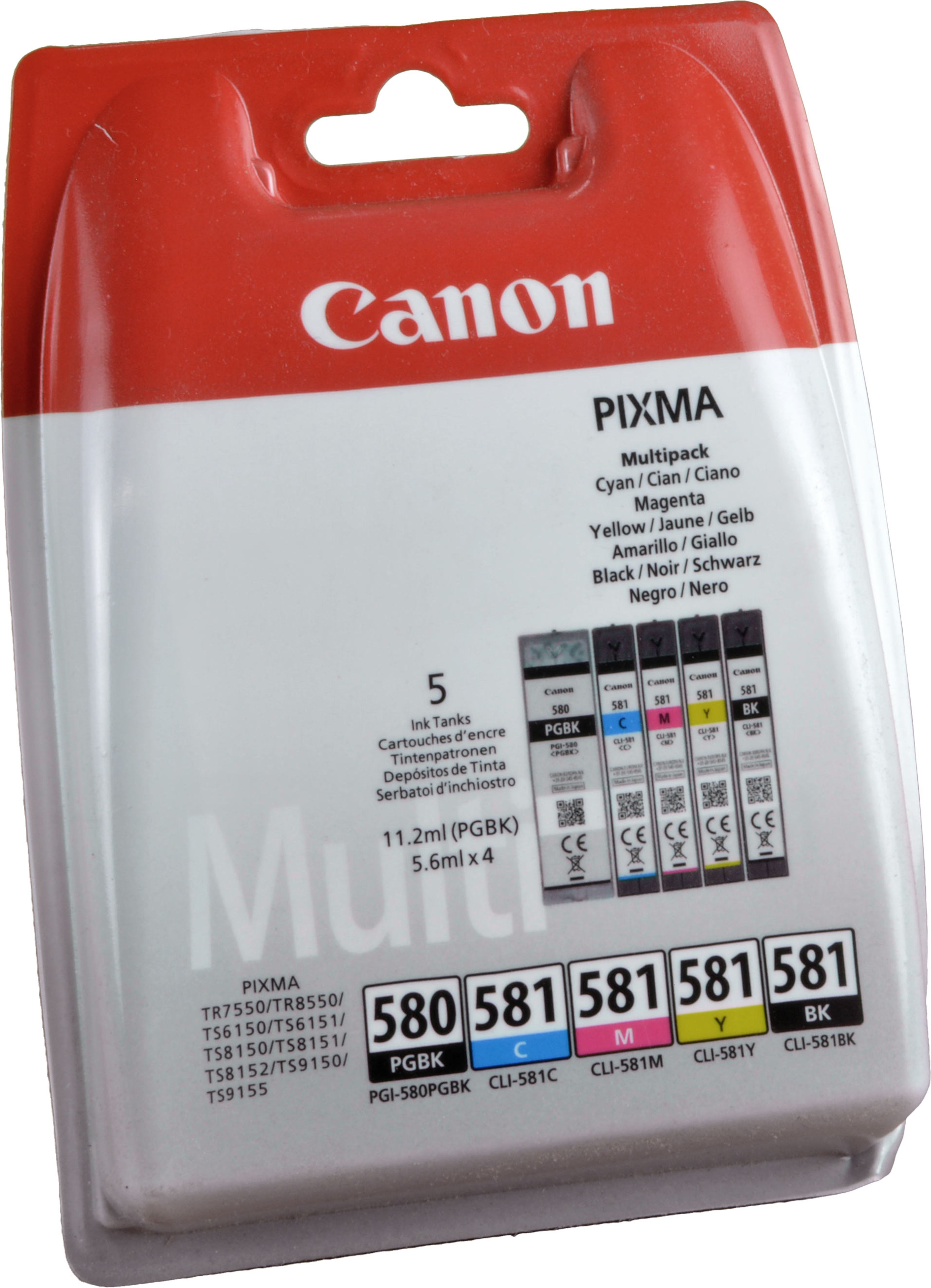 5 Canon Tinten 2078C007 PGI-580PGBK CLI-581 Multipack KCMY