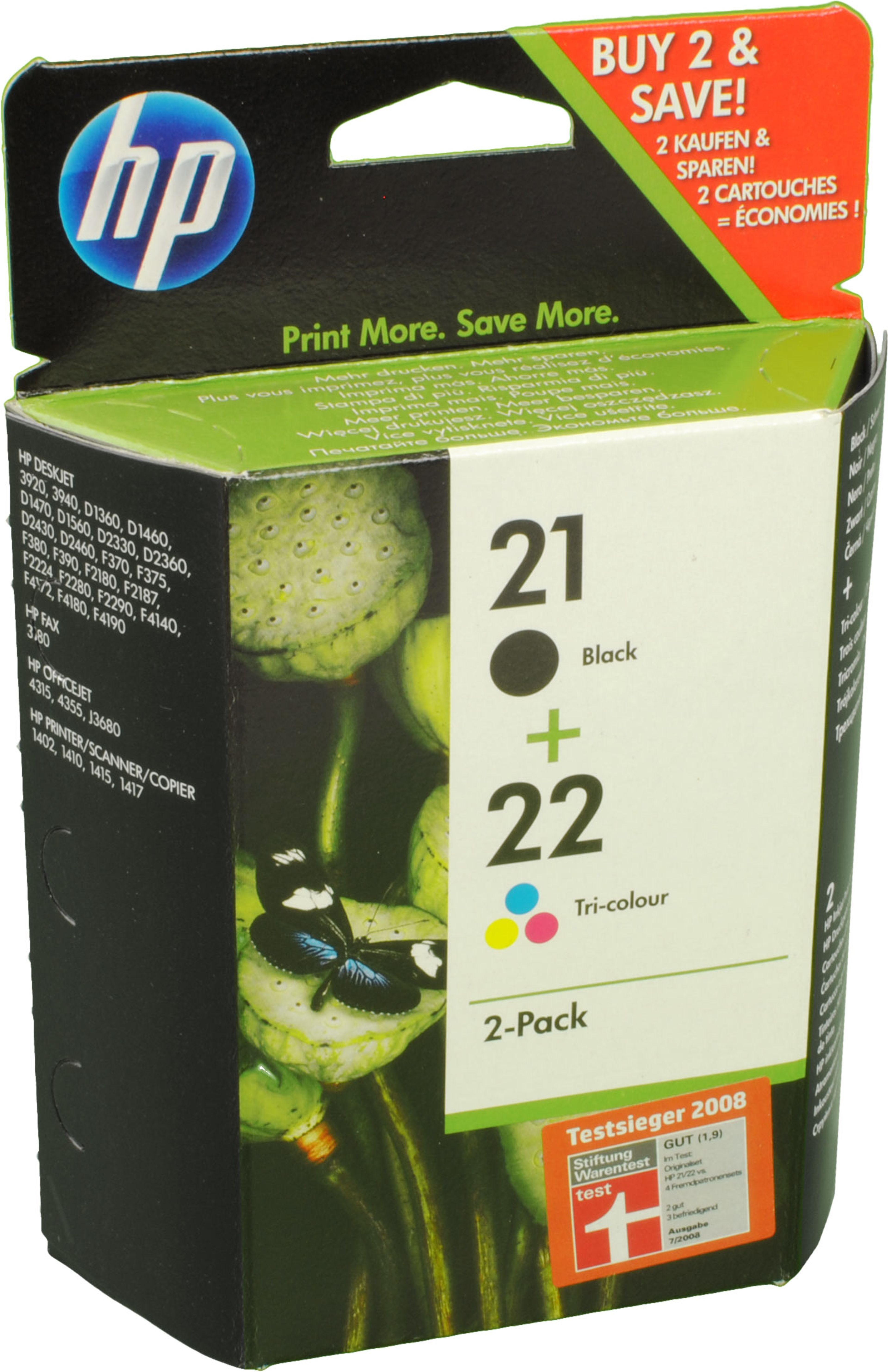 2 HP Tinten SD367AE 21+22 Doppelpack KCMY