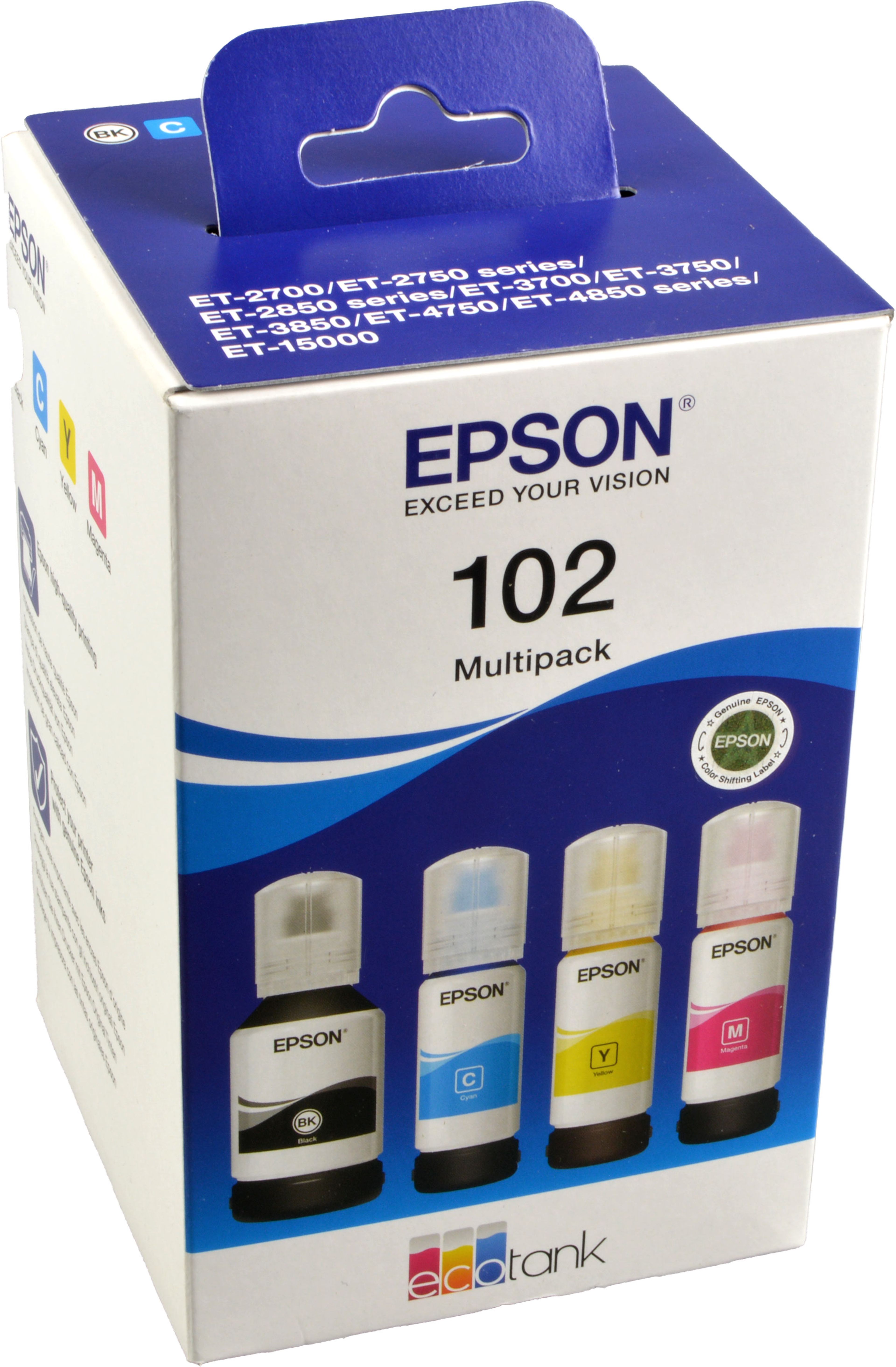 4 Epson Nachfülltinten C13T03R640 102 Multipack KCMY