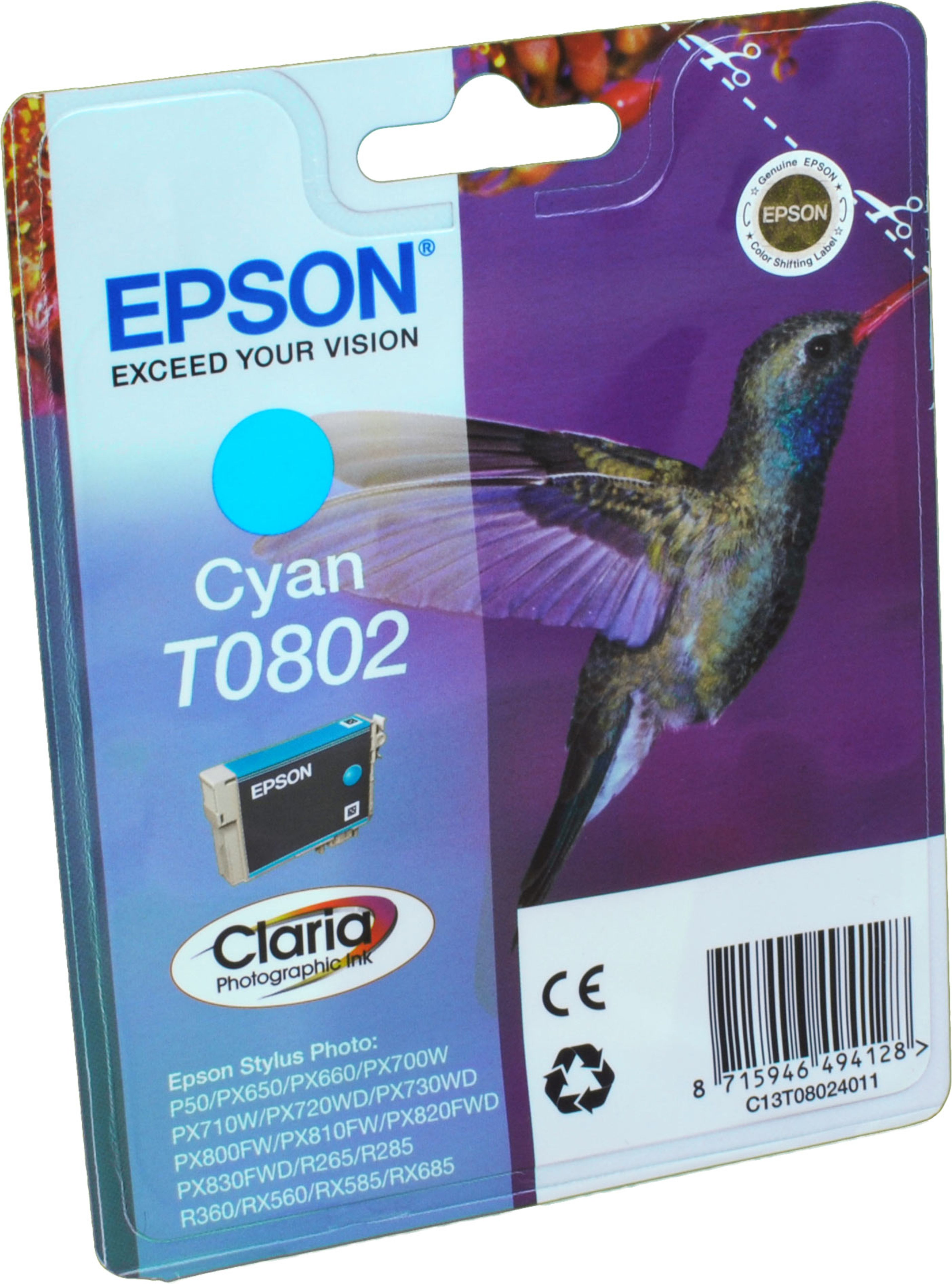 Epson Tinte C13T080240 cyan T0802
