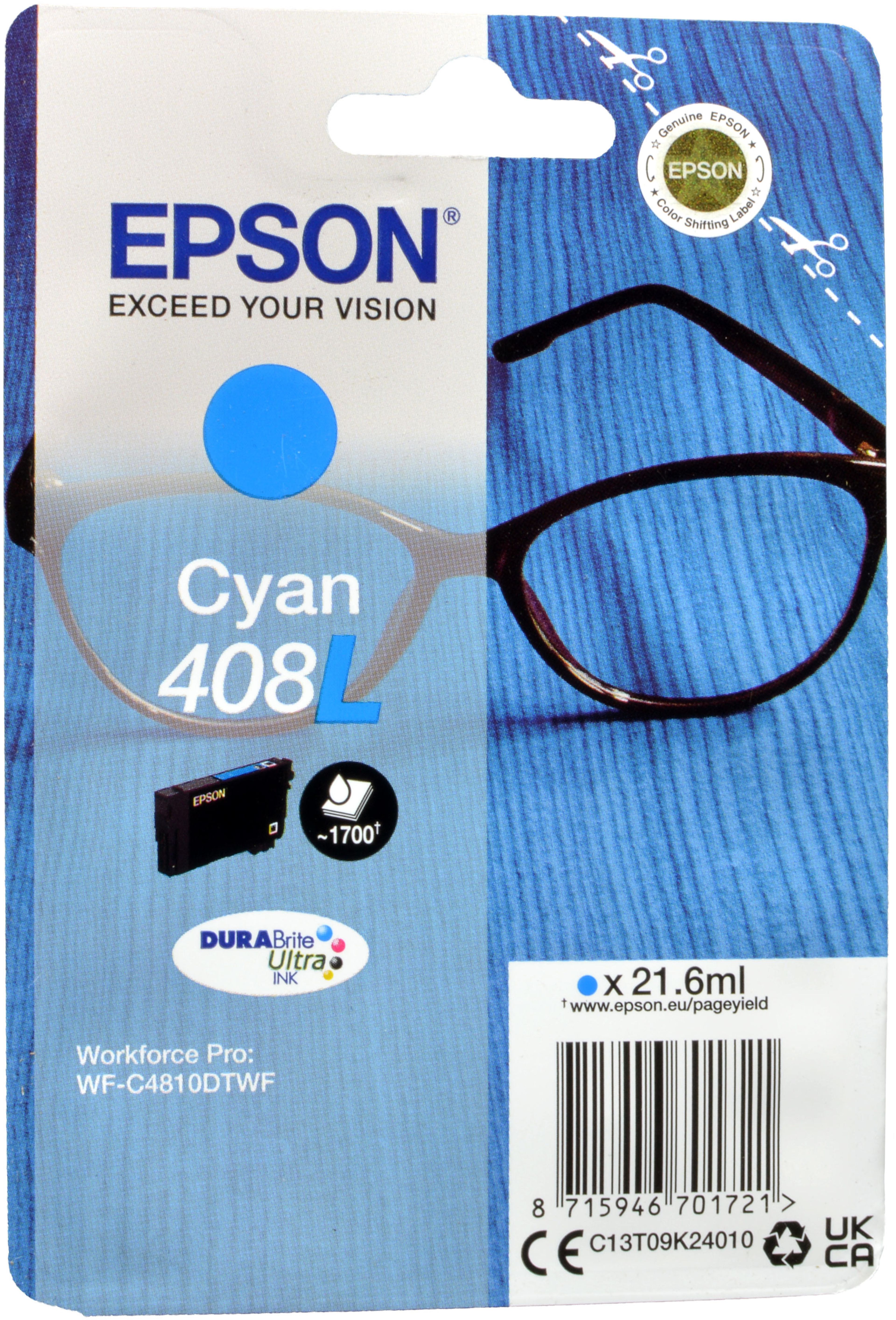 Epson Tinte C13T09K240 cyan 408L
