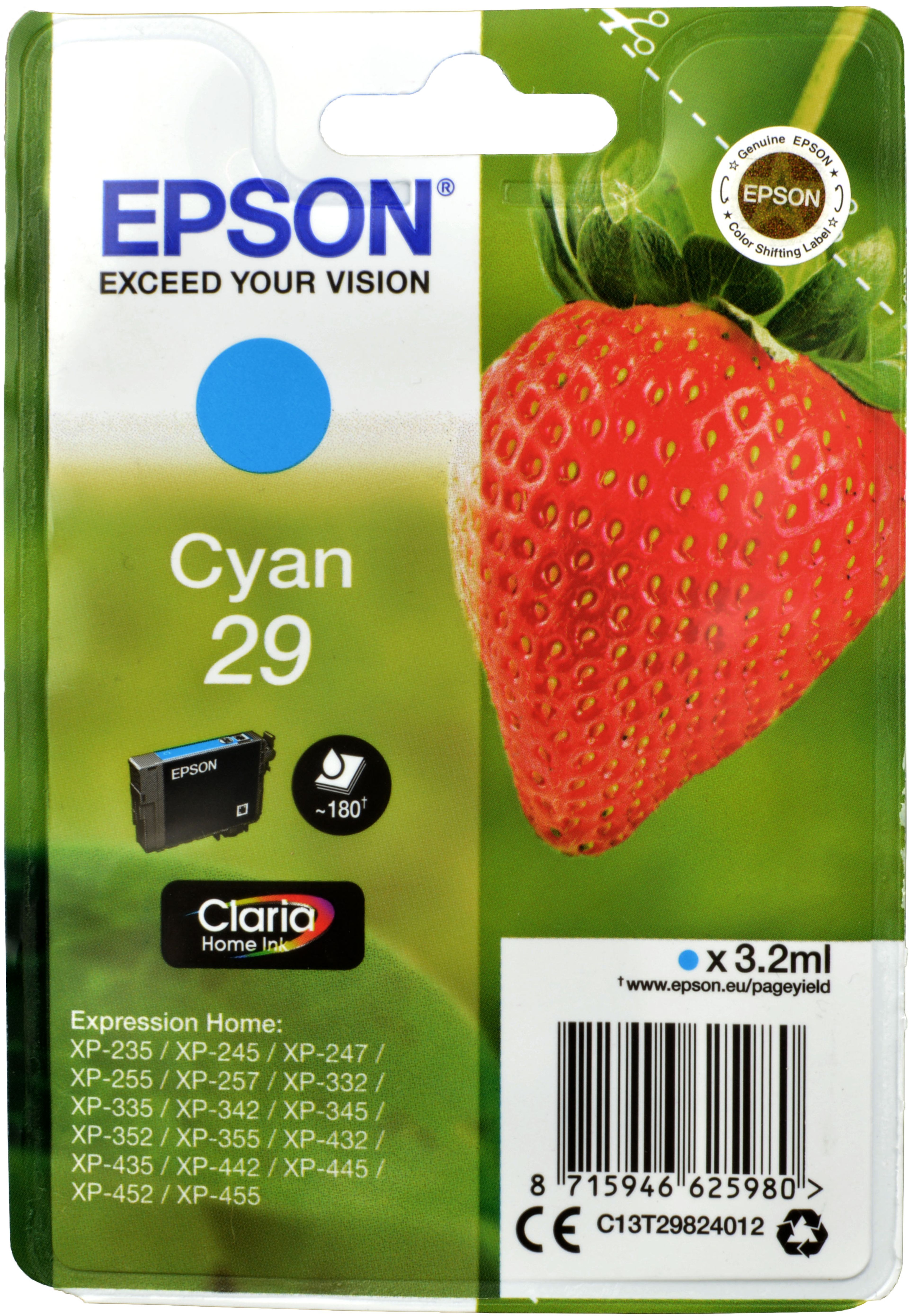Epson Tinte C13T298240 cyan 29