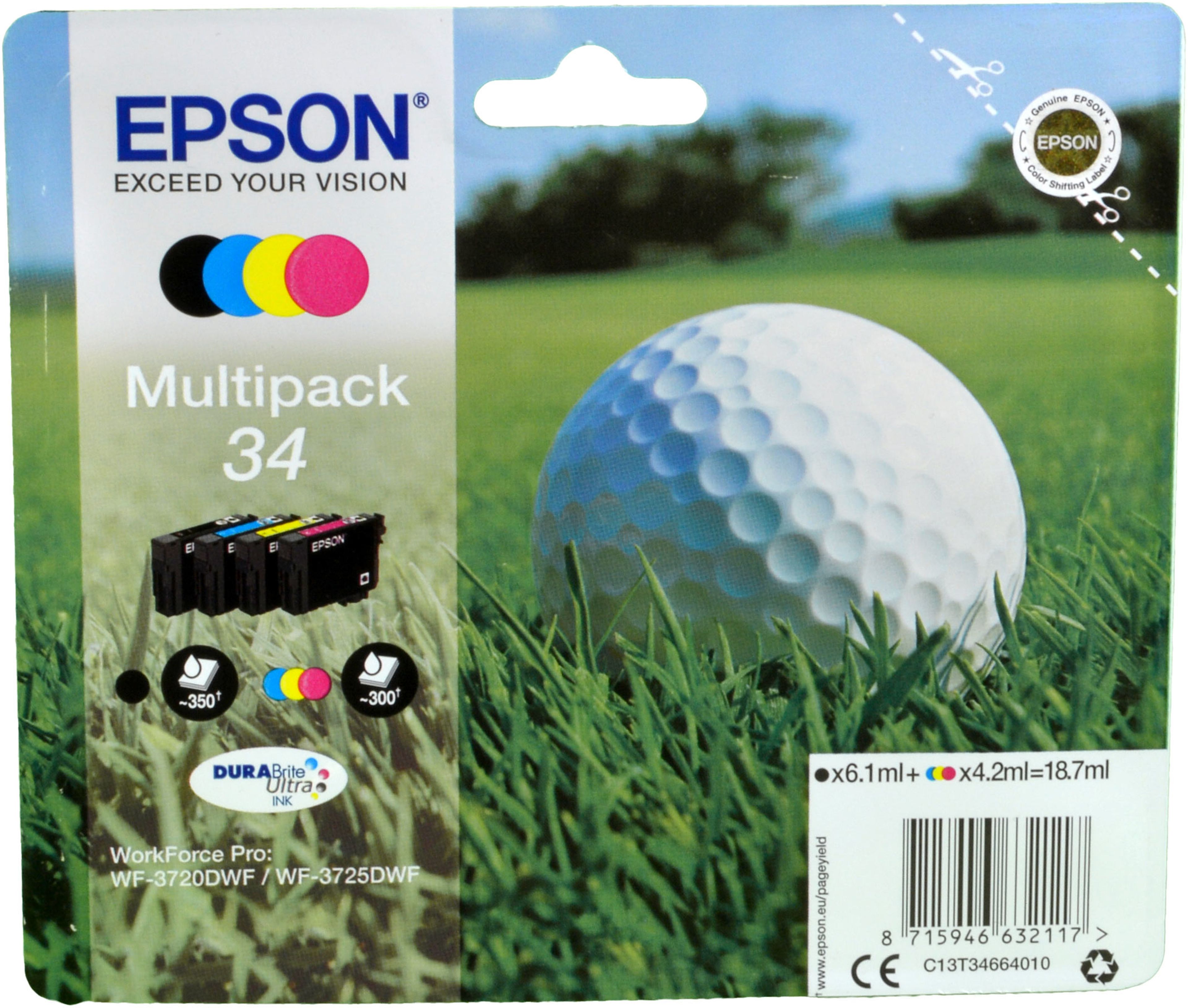 4 Epson Tinten C13T346640 Multipack KCMY 34